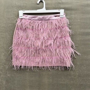 Missguided Skirt Feather Mini Party Womens Medium UK 10 US 6 Pre-Owned Excellent 3
