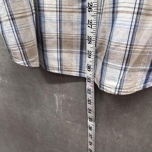Dockers Shirt Mens Medium Brown Blue Plaid Short Sleeve Button Up Casual Cotton 4