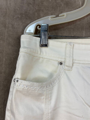 White House Black Market Women Casual White Embellished Pants Size 4 Pre-Owned 4