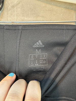 adidas Women's Black 3 Stripe Climalite High Rise Leggings Size M Used 3
