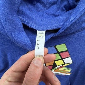 Rubik's Cube Hoodie Youth Large Blue Melting Graphic Pullover Sweatshirt LAT 3