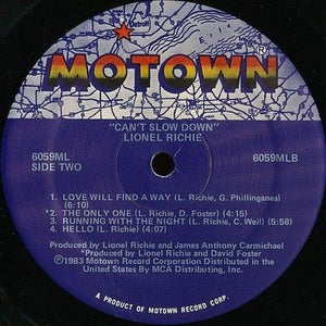 Lionel Richie Can't Slow Down Vinyl LP Record Used 5