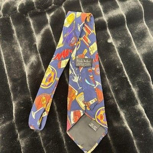 Vintage Nicole Miller Tie Mens Silk Blue Liquor Bottles Cocktails Barware 90s 4