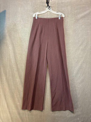 Super Slimmer Wide-leg Dress Pants Burgundy Pink Pinstripes Size 6 Good Conditio 1