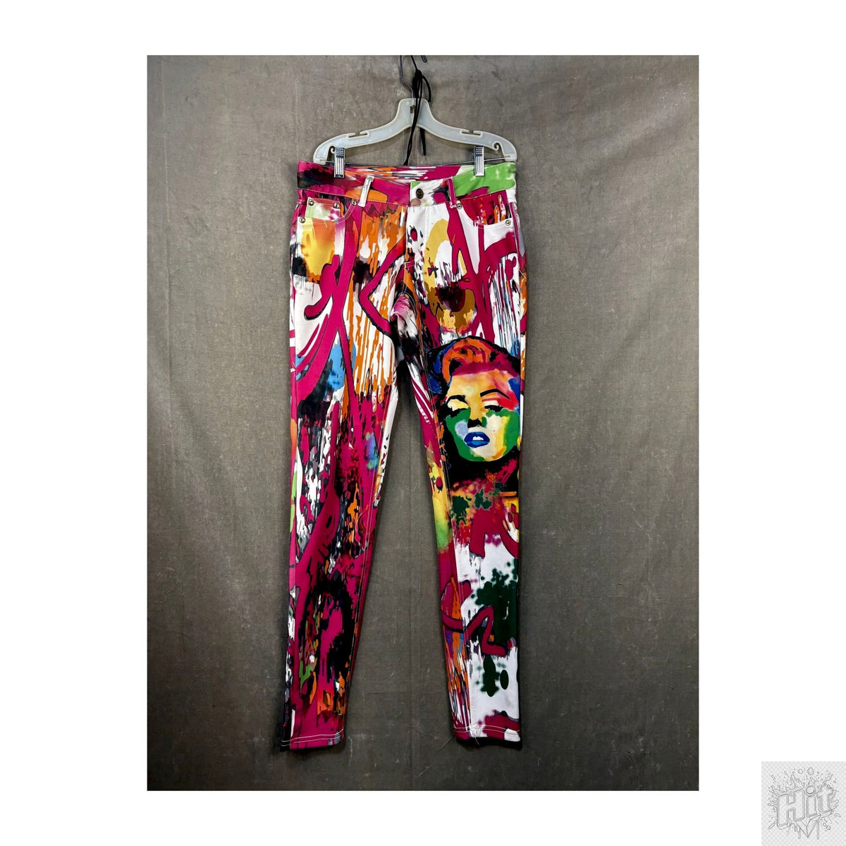 Colorful Graffiti-Print Women's Pants with Pockets and Stretch