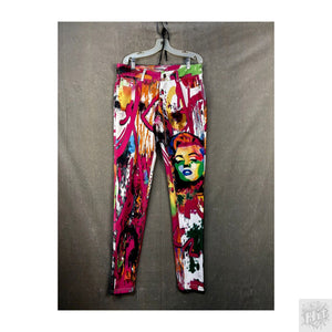 Colorful Graffiti-Print Women's Pants with Pockets and Stretch 1