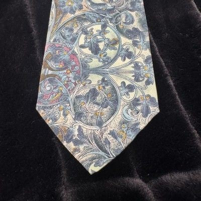 Vintage Adolfo 29 Collection Tie Mens Silk Paisley Floral Pattern Classic 90s Ko