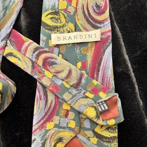 Brandini Tie Mens Abstract Swirl Pattern Silk Necktie Retro Art Vintage 90s 2