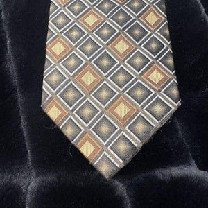 Antonio Vessi Mens Wide Silk Necktie Classic Geometric Diamond Pre-Owned Good 4