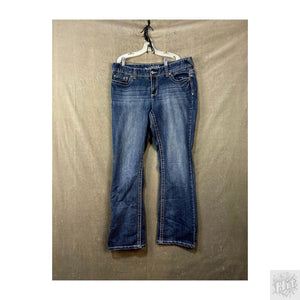 Maurices Bootcut Women's Jeans Size 14 Medium Wash Contrast Stitching 1