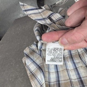 Dockers Shirt Mens Medium Brown Blue Plaid Short Sleeve Button Up Casual Cotton 5