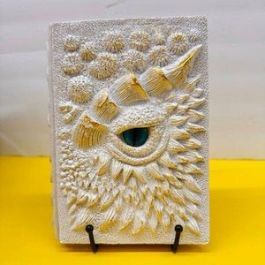 3D Dragon Eye Journal White Gold Fantasy Grimoire Hardcover Notebook Pre-Owned 2
