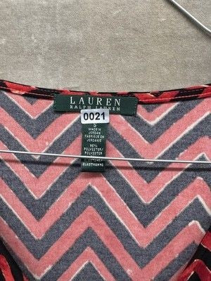 Lauren Ralph Lauren Dress Womens Small Chevron Sleeveless Ruched Knee Length Pre 3