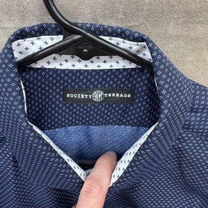Society of Threads Shirt Mens Large Blue Geometric Print Button Up Long Sleeve 4