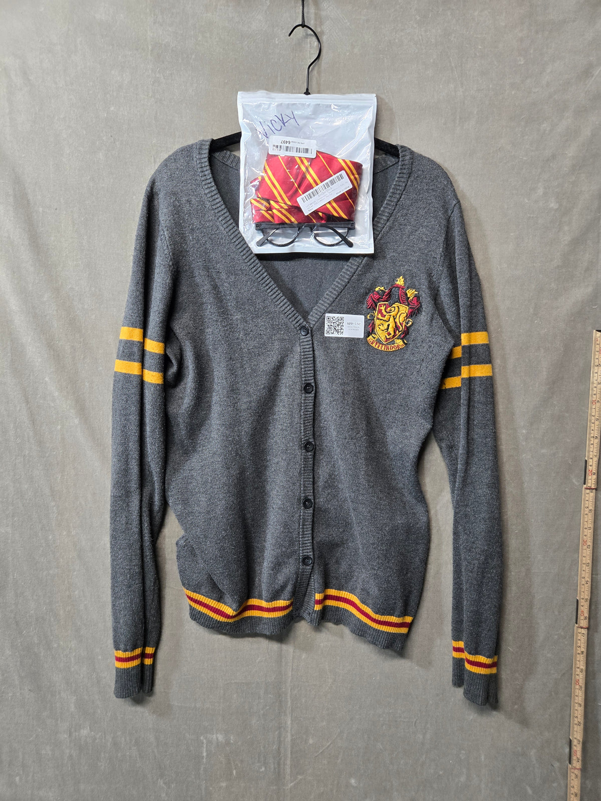 Harry Potter Gryffindor Cardigan Sweater Costume Set Tie Glasses Hogwarts