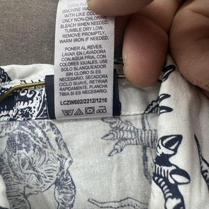 Little Rebels Shirt Boys 4T White Blue Dinosaur Print Short Sleeve Button Up Top 3