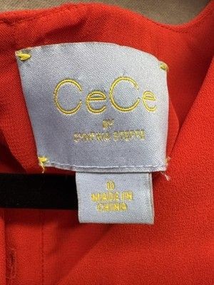 CeCe Cynthia Steffe Dress Womens 0 Red Ruffle Sleeveless V Neck Cocktail Party 5