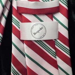 Bespoke Neck Tie Classic Red Green White Striped Holiday Christmas Pre-Owned Goo 4