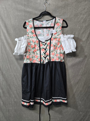 Women's Oktoberfest Dirndl Dress Costume Bavarian German Floral Lace Up Puff 1
