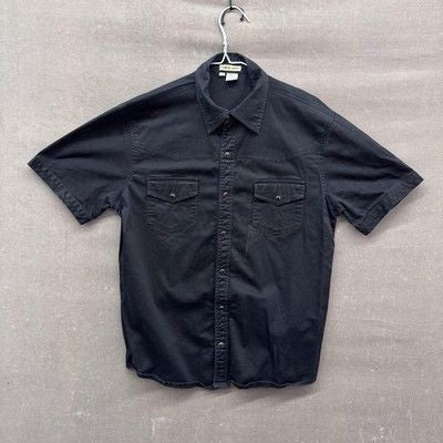 Under Gear Shirt Mens Large Black Button Up Western Stretch Short Sleeve Top