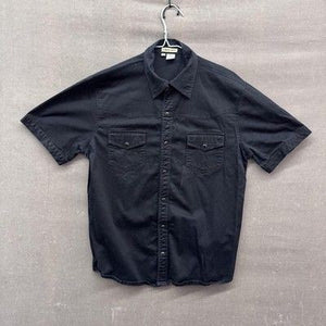 Under Gear Shirt Mens Large Black Button Up Western Stretch Short Sleeve Top 1
