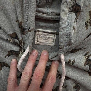 Creative Destruction Hoodie Womens Small Gray Dog Print Lightweight Pullover 3