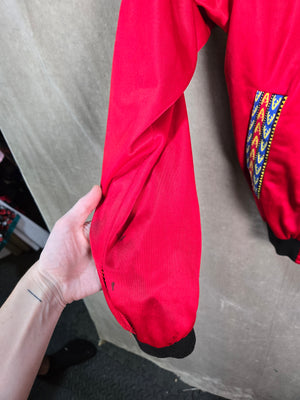 African Dashiki Print Red Bomber Jacket Unisex Zip Front Size M 3
