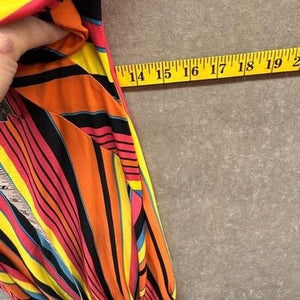 Rainbow Stripe Wrap Dress Womens XS Multicolor Fit Flare V Neck Pre-Owned Excell 3