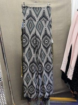 Boho Wide Leg Pants Womens Medium Geometric Aztec Print High Rise Flare Pre-Owne 3