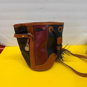 Dooney & Bourke Vintage All Weather Leather Colorblock Bucket Bag Navy Burgundy 3