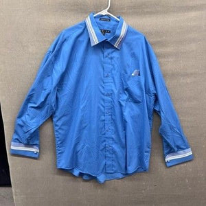New-Gen Shirt Mens 2XL Blue Dress Contrast Collar Cuff Pocket Square Button Up 3