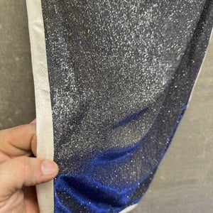 12tweln Skirt Womens Large Blue Black Metallic Glitter Velvet Midi Lined Slit 5