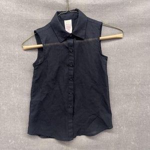 Faded Glory Shirt Girls Small 6-6X Black Sleeveless Button Down School Top 1