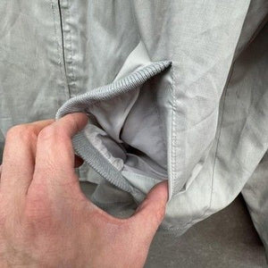 Windbreaker Jacket Mens Large Gray Bomber Full Zip Epaulets Ribbed Hem Pockets 2
