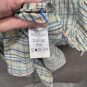 Columbia Shirt Mens Medium Blue Yellow Plaid Omni-Wick Short Sleeve Outdoor 4
