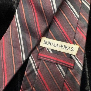 Burma Bibas Tie Mens Red Gray Striped 100% Silk Necktie Classic Formal Wear 4
