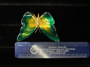 BUTTERFLY Brooch/Pin Enamel Green Yellow Black VINTAGE COLLECTABLE JEWELRY 3