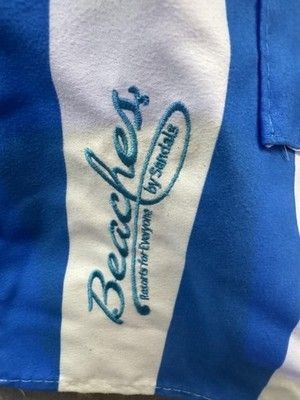Beaches by Sandals Hooded Poncho Mens Large Swim Towel Coverup Striped Pullover 4