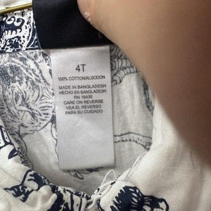 Little Rebels Shirt Boys 4T White Blue Dinosaur Print Short Sleeve Button Up Top 4