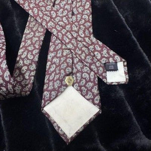 Vintage Paisley Silk Tie Mens Burgundy Blue White RN49930 Classic Necktie 90s 5