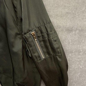 Sans Souci Jacket Womens Medium Olive Bomber MA-1 Nylon Orange Lining Pockets 5