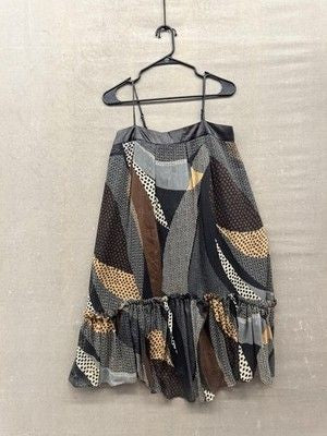 Wish Dress Womens Large Abstract Print Ruffle Hem Boho Spaghetti Strap Maxi 3