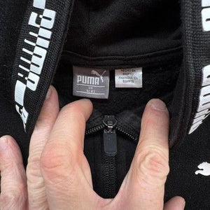 Puma Hoodie Sweatshirt Youth 8 Black Full Zip Logo Tape Hood Pockets Athletic 4