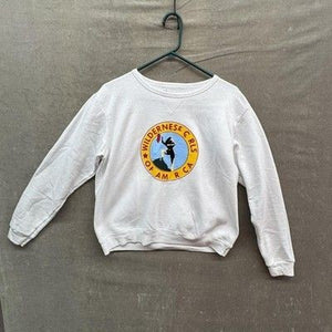 Hanes Sweatshirt Womens Medium White Wilderness Girls Graphic Crewneck Pullover 5