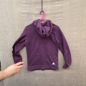 Adidas Hoodie Youth Small Purple Full Zip Sleeve Logo Athletic Sweatshirt Pre-Ow 3