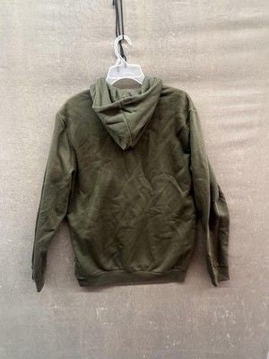 PUMA Hoodie Sweatshirt Mens Medium Olive Green Orange Logo Pullover Fleece Lined 5