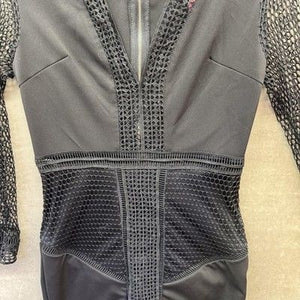 XTAREN Dress Womens Medium Black Mesh Long Sleeve Bodycon Deep V Party New with 5