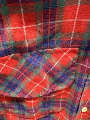 Vintage Montgomery Ward Shirt Mens Large Red Plaid Flannel Button Front 70s 4