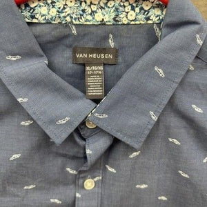 Van Heusen Shirt Mens XL Short Sleeve Button Up Car Print Casual Cotton Blend 3