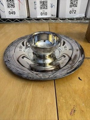 Oneida Silver Plated Serving Platter Tray with Dip Bowl Vintage 12 Inch Used 4